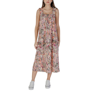 Mehrfarbiges langes Baumwollkleid