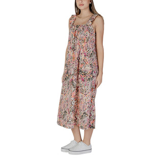 Mehrfarbiges langes Baumwollkleid