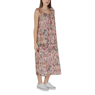 Mehrfarbiges langes Baumwollkleid