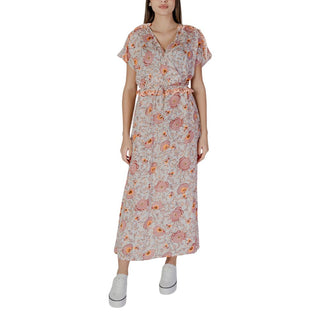 Mehrfarbiges langes Baumwollkleid