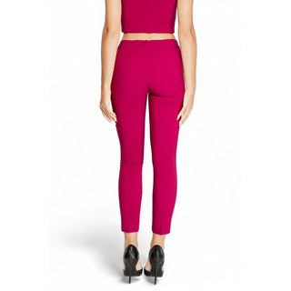 Bordeaux Polyester Casual Pants