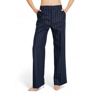 Blue Polyester Dress Pants