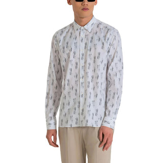 Camisa de viscosa blanca con estampado