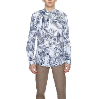 Camisa de algodón azul con estampado