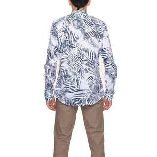 Camisa de algodón azul con estampado