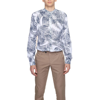 Camisa de algodón azul con estampado