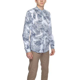 Camisa de algodón azul con estampado