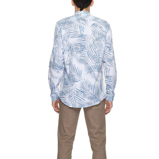 Camisa de algodón azul con estampado
