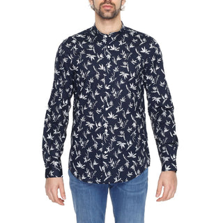 Camisa de algodón azul con estampado