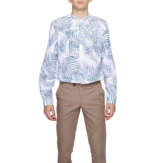 Camisa de algodón azul con estampado