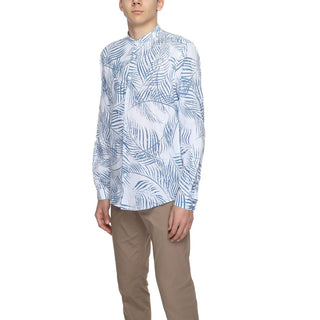 Camisa de algodón azul con estampado