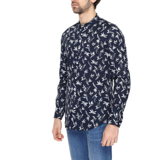 Camisa de algodón azul con estampado