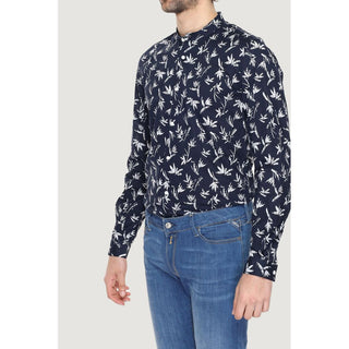 Camisa de algodón azul con estampado