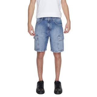 Blaue Bermuda-Shorts aus Baumwolle