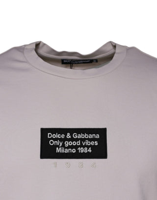 Beiges T-Shirt aus Baumwollmischung mit Logo und Rundhalsausschnitt