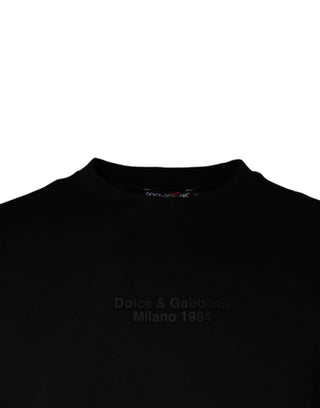 Camiseta de manga corta de algodón con estampado de leopardo negro  