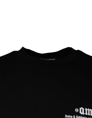 Black Amore Print Cotton Crew Neck T-shirt