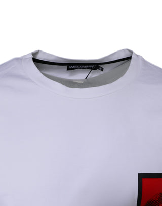 Camiseta de algodón blanca con estampado de labios rojos  