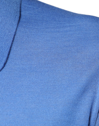 Blaues Kaschmir-Polo-T-Shirt für Herren mit kurzen Ärmeln