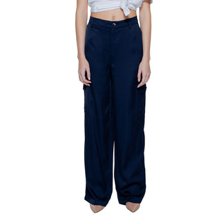 Blue Viscose Casual Pants