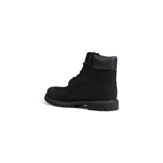 Black Recycled Leather Lace-Up Boots