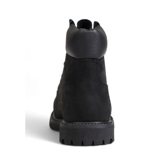 Black Recycled Leather Lace-Up Boots