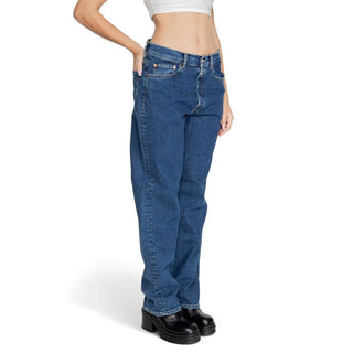 Jeans mom azules de algodón