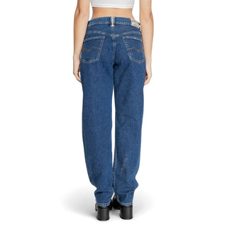 Jeans mom azules de algodón