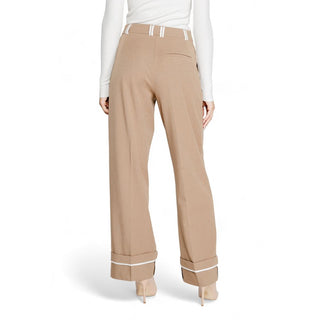 Pantalones casuales de poliéster reciclado marrón  