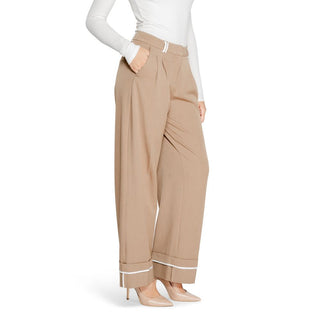 Pantalones casuales de poliéster reciclado marrón  