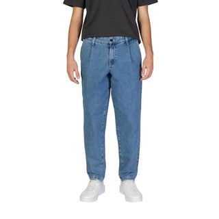 Jeans de algodón azul de corte relajado  