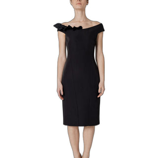 Vestido midi de poliéster negro  