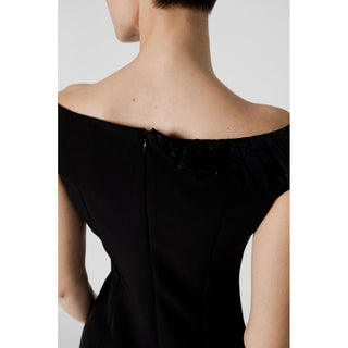 Vestido midi de poliéster negro  