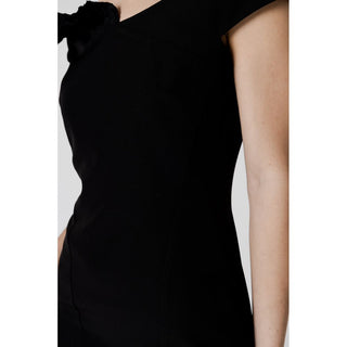 Vestido midi de poliéster negro  