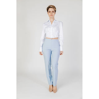 Blue Polyester Dress Pants