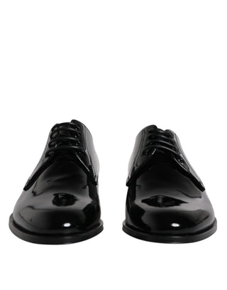 Schwarze Lackleder Derby Anzugschuhe