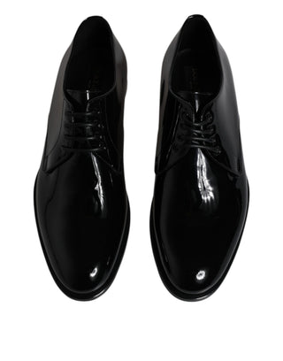 Schwarze Lackleder Derby Anzugschuhe