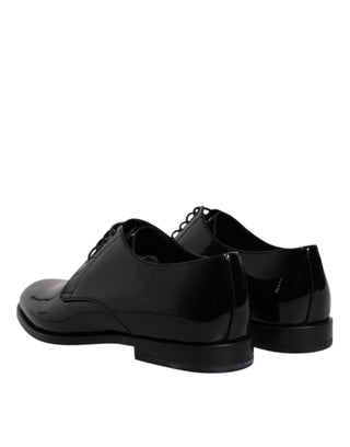 Schwarze Lackleder Derby Anzugschuhe