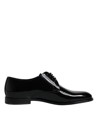 Schwarze Lackleder Derby Anzugschuhe