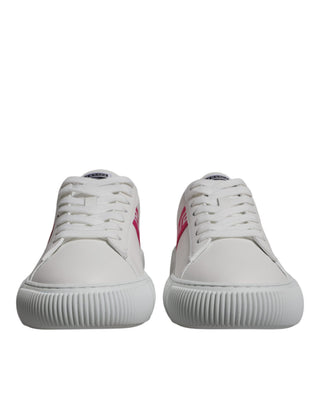 Zapatillas bajas blancas con plataforma y estampado Greca rosa  