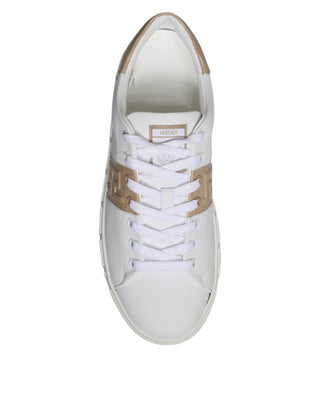 White Brown Greca Print TPU Low Top Men Sneakers Shoes