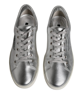 Silberne London Low Top Leder-Sneaker Schuhe