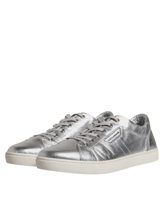 Silberne London Low Top Leder-Sneaker Schuhe