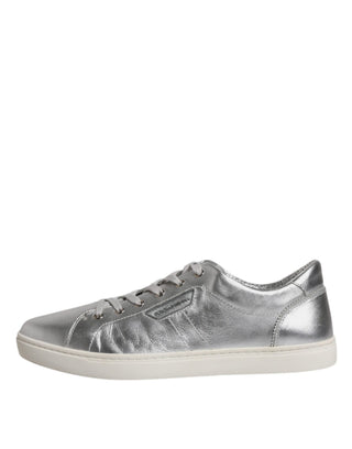 Silberne London Low Top Leder-Sneaker Schuhe