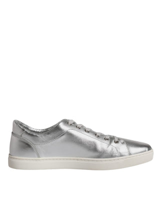Silberne London Low Top Leder-Sneaker Schuhe