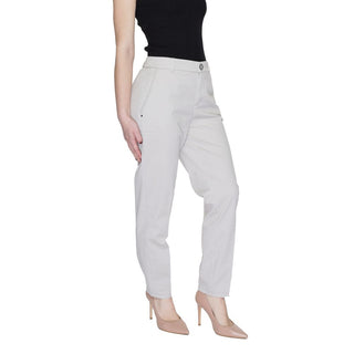 Beige Cotton Casual Pants