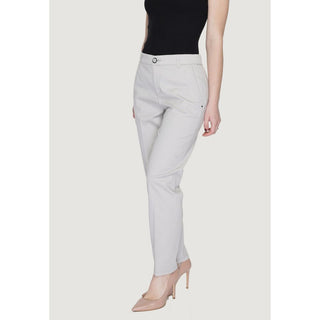 Beige Cotton Casual Pants