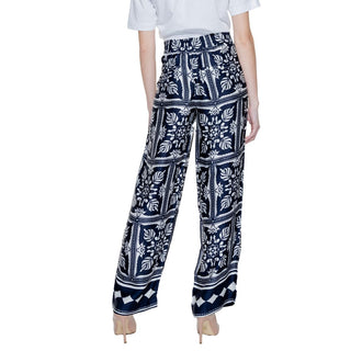 Blue Viscose Casual Pants