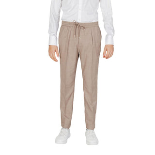 Pantalones casuales de poliéster beige