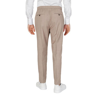 Pantalones casuales de poliéster beige